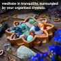 Curawood Plateau Lotus en cristal pour pierres - Montrez vos cristaux et pierres de guérison - Support et étagère organisateur