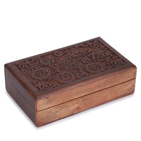 Ajuny Boîte de Rangement Décorative en Bois Sculpté à la main pour Bijoux Motif 7 Chakras Coffre au Trésor Polyvalent Organisate