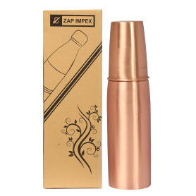 Zap Impex Travellers Bouteille d'eau 100% cuivre pur avec verre pour les avantages ayurvédiques – Carafe d'eau design