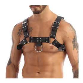 Débardeur pour hommes Lingerie gilet Sexy PU harnais homme sous-vêtements hauts vêtements de nuit