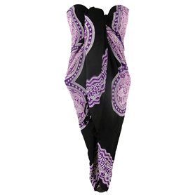 Paréo Plage Femme Serviette de Plage Sarong Drap Pareo Ethnique Bain Mer Beach Cover Up Wrap Skirt Coton Noir Violet 110 x 160 c