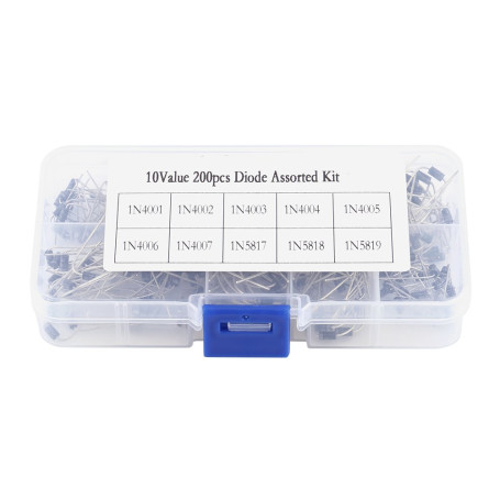 Oumefar 200 pièces 10Values ​​Redresseur Diode Assortiment Kit Électronique 1N4001-1N4007 1N5817-1N5819 avec Boîte