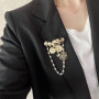 Broche en chaîne à pampilles en imitation de perles, épingles de revers élégantes, cadeau de bijoux vintage pour les femmes