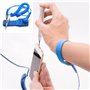Sangle de poignet antistatique bleue avec câble de terre et pince crocodile pour protéger l'électronique sensible contre les déc