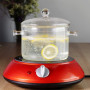 Double bourrelet avec couvercle, 1,9 litre, casserole et poêle en verre transparent résistant à la chaleur avec couvercle pour l