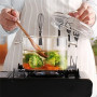 Double bourrelet avec couvercle, 1,9 litre, casserole et poêle en verre transparent résistant à la chaleur avec couvercle pour l