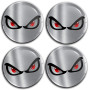 Biomar Labs® 4 x 55mm Autocollant 3D No Fear Eyes sans Peur Yeux Argent Noir Silicone pour Cache-Moyeu Enjoliveurs Centre de Rou