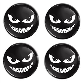 Biomar Labs 4 x 60mm Autocollant 3D Noir Silicone pour Cache-Moyeu Enjoliveurs Centre de Roue Caches Emblème A 3660