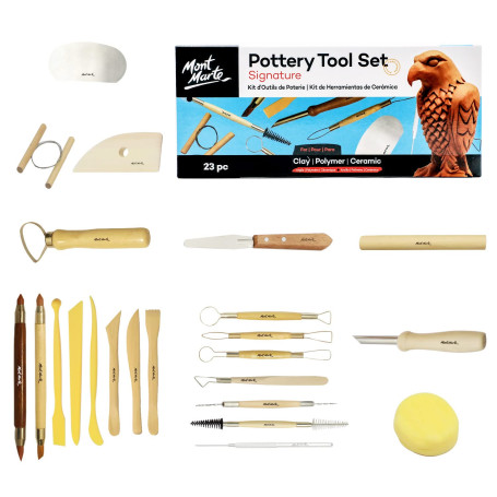 Mont Marte Outils de Modelage – 23 Outils de sculpture de différentes tailles et formes – Idéal pour travailler l'argile