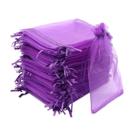 Carehabi - Lot de 100 sachets en organza violet