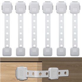 Lot de 6 sécurités pour enfant - Pour armoire - Sans perçage - Blanc
