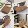 MLPKOI 1 Sac à Bandoulière en Paille pour Femme, Boho Eté Plage Paille Sac à Main Panier avec Bandoulière, pour Plage, Voyage et