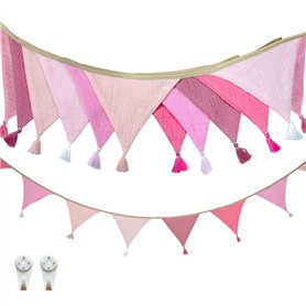 3 mètres Decoration lit cabane Fille，Guirlande lit cabane Fille，Guirlande Fanion，Guirlande Chambre Enfant， Drapeaux Guirlande li