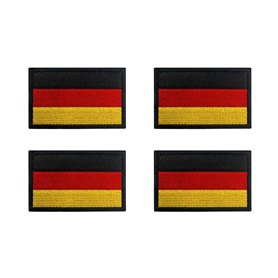Lot de 4 mini écussons brodés avec velcro - Motif drapeau de l'Allemagne - Pour vêtements