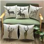 Taie d'oreiller 5 pièces Ensemble Renne de noël tête décoration de la Maison canapé Oreiller canapé crème Lin Lin cerf imprimé A