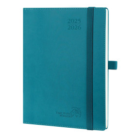 POPRUN Agenda 2025 2026 Semainier Vertical 22 x 16,5cm D'Août 2025 à Déc 2026-17 Mois Planner Scolaire - Couverture Souple en PU