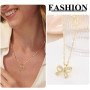Kinretixia Chaîne avec nœud en or plaqué or 14 carats avec grand pendentif en oxyde de zirconium, collier élégant pour toutes le
