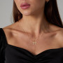 Kinretixia Chaîne avec nœud en or plaqué or 14 carats avec grand pendentif en oxyde de zirconium, collier élégant pour toutes le