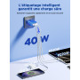 Aioneus Chargeur USB C, 40W 4 Port Prise USBC Chargeur Rapide iPhone, 3.1A PD+QC Type C Adaptateur Multi Secteur Chargeur pour i