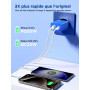Aioneus Chargeur USB C, 40W 4 Port Prise USBC Chargeur Rapide iPhone, 3.1A PD+QC Type C Adaptateur Multi Secteur Chargeur pour i