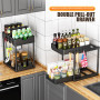 ARSTPEOE Lot de 2 rangement sous evier, tiroirs coulissants doubles à 2 niveaux,rangement et organisation de cuisine,noir
