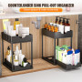 ARSTPEOE Lot de 2 rangement sous evier, tiroirs coulissants doubles à 2 niveaux,rangement et organisation de cuisine,noir