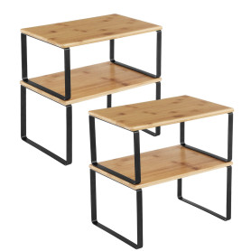 SONGMICS Étagère à Épices, Lot de 4, Organisateur de Placard, Étagère de Rangement de Cuisine Extensible, Porte-épices Empilable