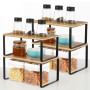 SONGMICS Étagère à Épices, Lot de 4, Organisateur de Placard, Étagère de Rangement de Cuisine Extensible, Porte-épices Empilable