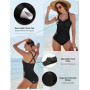 FemiChic Maillot de Bain Transbronzant Femme 1 Piece Grande Taille Ventre Plat Maillot'de Bain Une Pièce Ronde Amincissant Push 