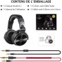 OneOdio Casque Audio Filaire DJ Piano Guitare avec Micro, Hi-Res Audio Extra Basse Son, Léger Confort Pliable Casques avec Share