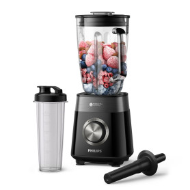 Philips Blender Series 5000 - Puissance 1200W, Bol verre, Capacité totale de 2L, 3 vitesses + Pulse, Gourde incluse, Nettoyage f Philips Blender Series 5000 - Puissance 1200W, Bol verre, Capacité totale de 2L, 3 vitesses + Pulse, Gourde incluse, Nettoyage f