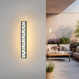 Applique Murale Exterieur Longue Applique Murale Intérieure Etanche Ip65 Éclairage Mural 3000k Applique 14w Géométrie Noire Lumi