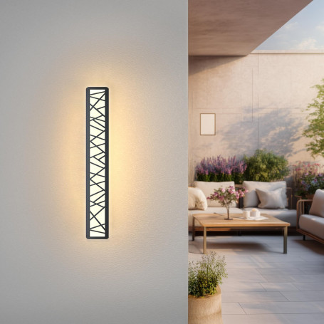 Applique Murale Exterieur Longue Applique Murale Intérieure Etanche Ip65 Éclairage Mural 3000k Applique 14w Géométrie Noire Lumi