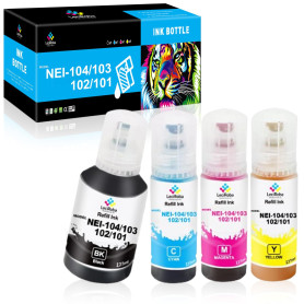 LeciRoba ET-104 pour Cartouche epson 104 103 102 et Encre epson 104,pour ET-2710 2711 2712 2714 2715 2720 2721 2726 2810 2815 28