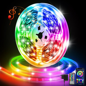 Ruban LED,10 Mètres Lumière Chambre Multicolore, Bluetooth App Control RGB LED Bande Led, Fancy LED Interieur Synchronisation Mu