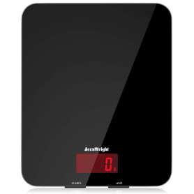 ACCUWEIGHT 201 Balance de cuisine numérique avec plate-forme en verre trempé Balance électronique pour aliments avec écran LCD, 