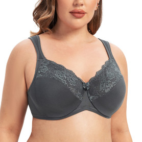 MELENECA Femme Soutien-Gorge Grande Taille Minimiseur Dentelle Couverture complète Sangle Coussin avec Armatures