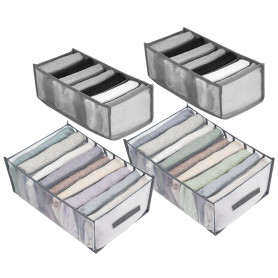 Lot de 4 boîtes de rangement, pliables, en maille, organisateur de garde-robe, pour jean, pantalons, chemises, soutiens-gorge et