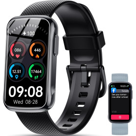 OUKITEL Montre Connectée Homme Femme avec 2 Bracelets Interchangeables, IP68 Smartwatch Bracelet Montre de Sport, Oxymètre Podom