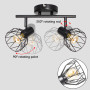 Dehobo Plafonnier Industriel Spots et Rails de Spots Noir, Plafonnier 2 Spots LED Orientable avec Douille E14, Spots de Plafond 