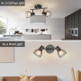 Dehobo Plafonnier Industriel Spots et Rails de Spots Noir, Plafonnier 2 Spots LED Orientable avec Douille E14, Spots de Plafond 