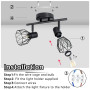 Dehobo Plafonnier Industriel Spots et Rails de Spots Noir, Plafonnier 2 Spots LED Orientable avec Douille E14, Spots de Plafond 