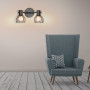 Dehobo Plafonnier Industriel Spots et Rails de Spots Noir, Plafonnier 2 Spots LED Orientable avec Douille E14, Spots de Plafond 