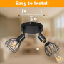 Dehobo Plafonnier Spot Orientable avec Douille E14 - Style Rétro Spots de Plafond - Plafonnier Led Cuisine 2 Spots Noir - plafon