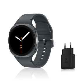 Samsung Galaxy Watch8, Montre Connectée, Coach Running, Coach Sommeil, Galaxy AI, Bluetooth, 40mm, Graphite, Chargeur Secteur Ra