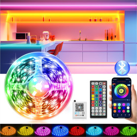 Ruban LED, 15M Led Chambre Flexible Bluetooth App Contrôle, RGB Bande LED Synchroniser avec Rythme de Musique Led Strip, Fancy L