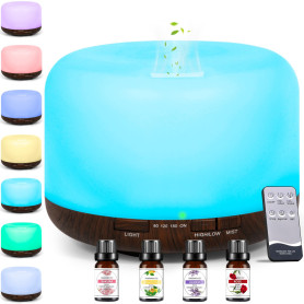 AQXONG 500ML Diffuseur D'huiles Essentielles, Humidificateur D'aromathérapie à Ultrasons avec Huiles Essentielles, Humidificateu
