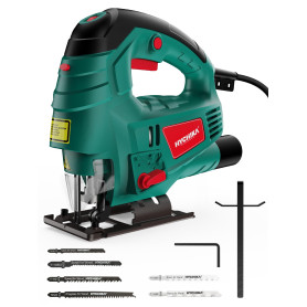 HYCHIKA Scie Sauteuse 800W, Avec Moteur en Cuivre Puissant, 800-3000SPM Tours par Minute Avec 7 Vitesses Variables, 0-3 Ensemble
