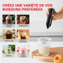 Bonsenkitchen Mousseur à Lait Electrique, Mousseur à Lait en Acier Inoxydable, Fonctionne à Piles, Melangeur Puissant pour Café,