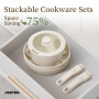 JEETEE Batterie de Cuisine Antiadhésive 17 pièces avec Poignée Amovible, Poele Induction 20/26cm, Sauteuse 26cm, Casserole 18/20